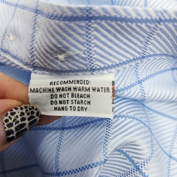 Coppley Men's Blue Check Pattern Button Down Point Collar Tailor Made Shirt - Picture 6 of 16